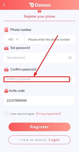 Confirm your password